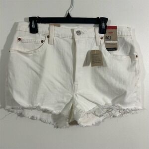 Levi's Women's 501 High-Rise White Cutoff Denim Shorts Size 33